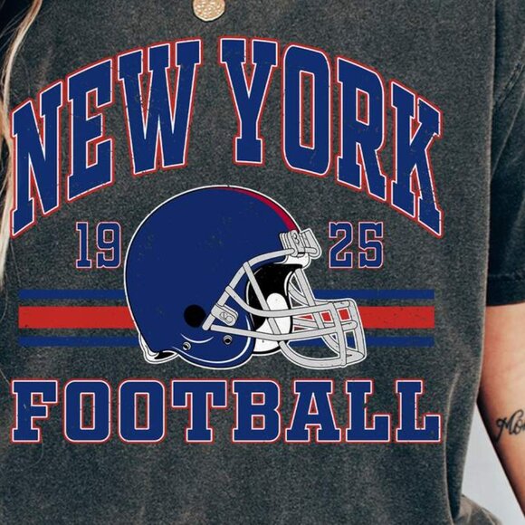 New York Football Retro Design Comfort Colors Tee 166 - Picture 2 of 5